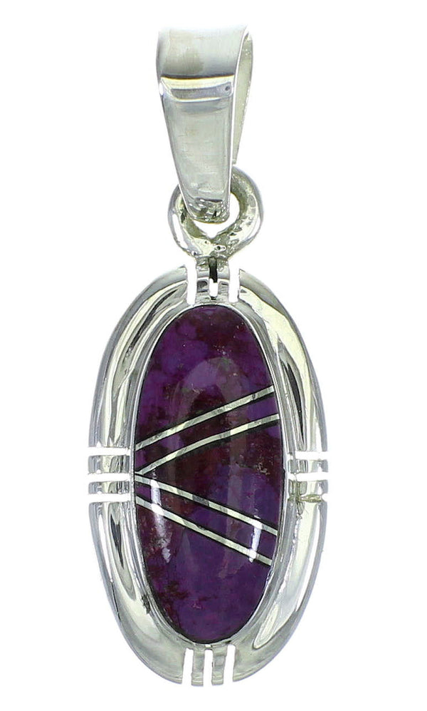 Authentic Sterling Silver And Magenta Turquoise Inlay Southwest Pendant YX67051