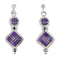 Genuine Sterling Silver Magenta Turquoise Post Dangle Earrings RX67191