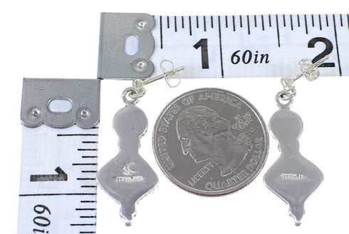 Genuine Sterling Silver Magenta Turquoise Post Dangle Earrings RX67191