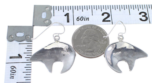 Magenta Turquoise Bear Genuine Sterling Silver Hook Dangle Earrings RX67220