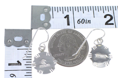 Southwestern Magenta Turquoise And Sterling Silver Hook Dangle Earrings RX67227