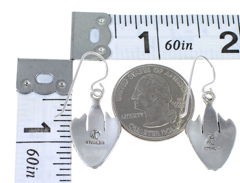 Sterling Silver Southwest Magenta Turquoise Hook Dangle Earrings RX67312