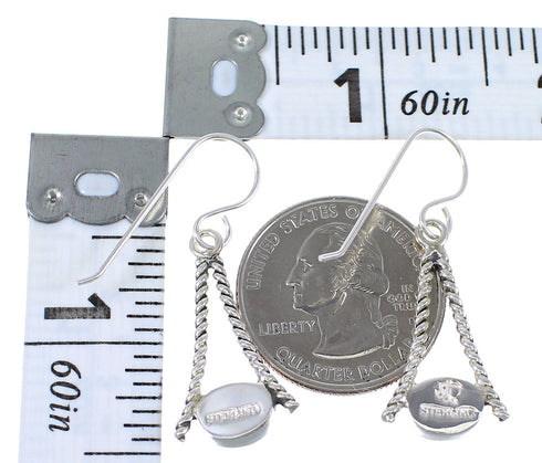 Magenta Turquoise Authentic Sterling Silver Southwest Hook Dangle Earrings RX67364