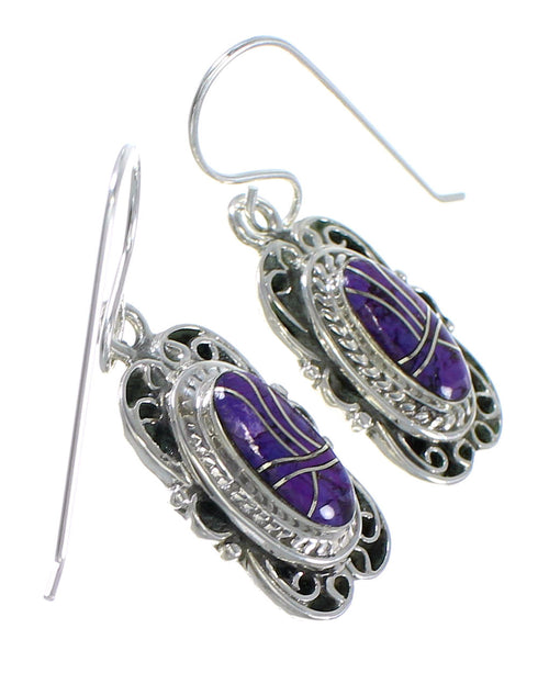 Magenta Turquoise And Sterling Silver Hook Dangle Earrings RX67367