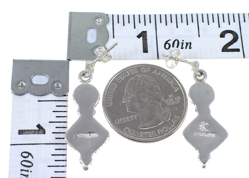 Magenta Turquoise And Opal Sterling Silver Southwest Post Dangle Earrings WX70830