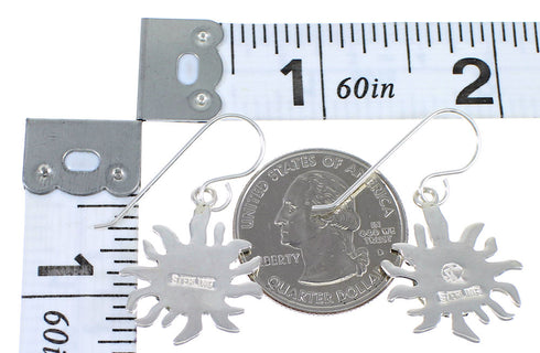 Magenta Turquoise And Opal Sterling Silver Sun Hook Dangle Earrings WX70851