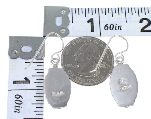 Magenta Turquoise And Opal Southwest Silver Hook Dangle Earrings WX70866