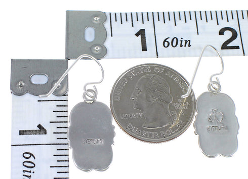 Southwest Silver Magenta Turquoise And Opal Hook Dangle Earrings WX70882