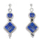 Lapis Inlay Genuine Sterling Silver Post Dangle Earrings RX70951