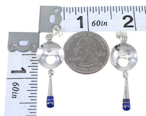 Southwest Sterling Silver And Lapis Inlay Post Dangle Earrings RX70955