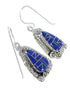 Lapis Inlay Authentic Sterling Silver Hook Dangle Earrings RX71099