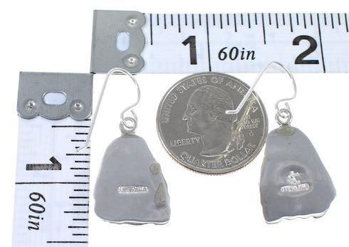 Lapis Inlay Authentic Sterling Silver Hook Dangle Earrings RX71099