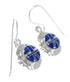 Authentic Sterling Silver Lapis Inlay Hook Dangle Earrings RX71116