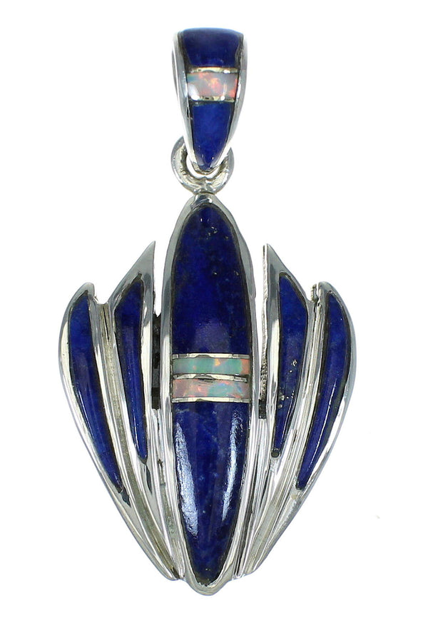 Lapis Opal And Sterling Silver Southwestern Pendant YX70342