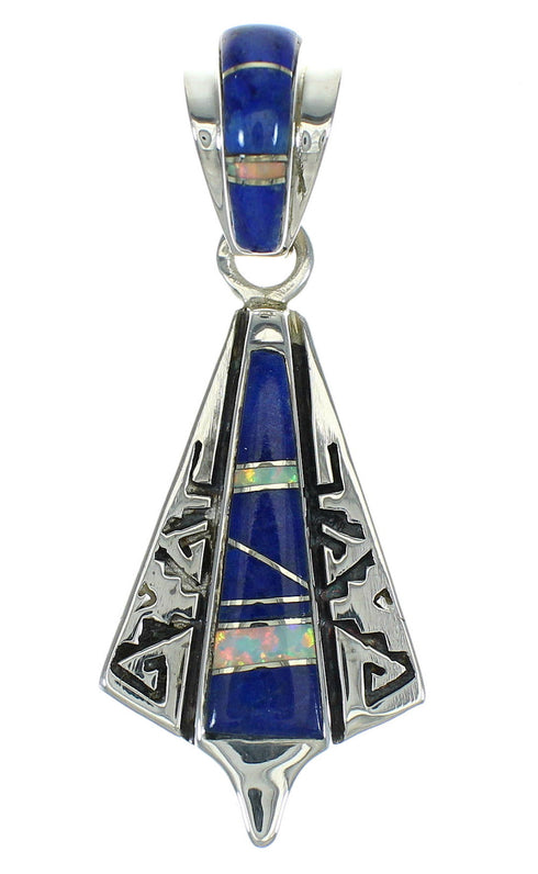 Opal Lapis And Sterling Silver Southwest Water Wave Pendant YX70350