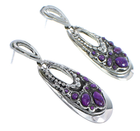 Magenta Turquoise And Sterling Silver Post Dangle Earrings WX67069