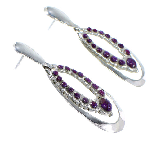 Magenta Turquoise And Sterling Silver Southwest Post Dangle Earrings WX67070