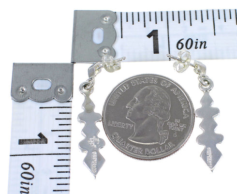 Southwest Magenta Turquoise And Sterling Silver Post Dangle Earrings WX67072