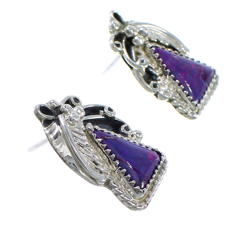 Sterling Silver And Magenta Turquoise Southwestern Post Earrings WX67095