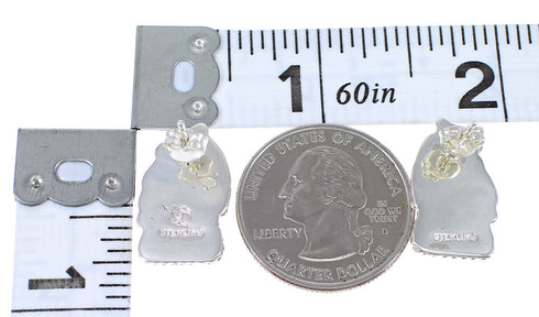 Sterling Silver And Magenta Turquoise Southwestern Post Earrings WX67095