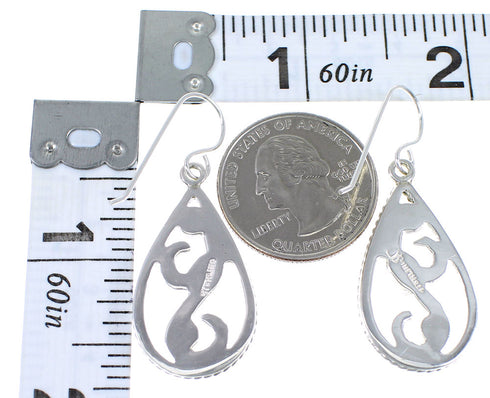 Southwestern Magenta Turquoise And Sterling Silver Hook Dangle Earrings WX67156