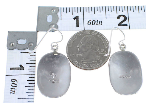 Southwest Eagle Magenta Turquoise And Sterling Silver Hook Dangle Earrings WX67158