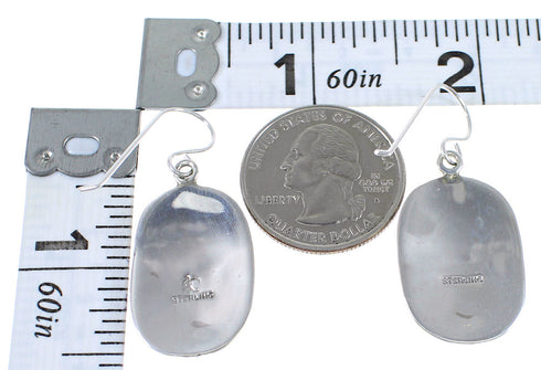 Magenta Turquoise And Sterling Silver Bear Southwest Hook Dangle Earrings WX67164