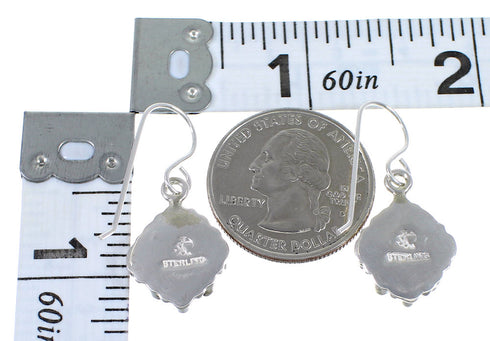 Southwestern Sterling Silver And Magenta Turquoise Hook Dangle Earrings WX67205