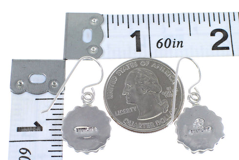 Sterling Silver And Magenta Turquoise Southwest Hook Dangle Earrings WX67207