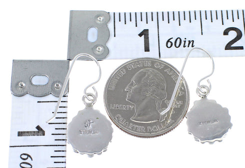 Sterling Silver And Magenta Turquoise Southwestern Hook Dangle Earrings WX67221