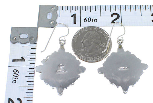 Magenta Turquoise And Silver Southwest Hook Dangle Earrings WX67242