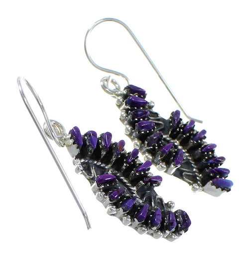 Magenta Turquoise And Silver Needlepoint Southwest Hook Dangle Earrings WX67243