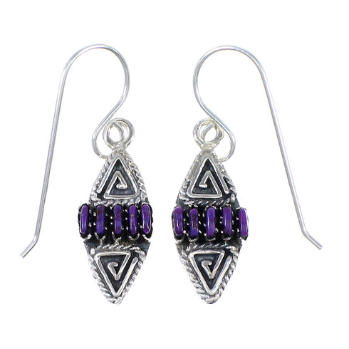 Silver And Magenta Turquoise Water Wave Needlepoint Hook Dangle Earrings WX67245