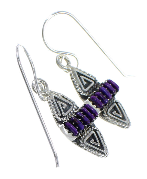 Silver And Magenta Turquoise Water Wave Needlepoint Hook Dangle Earrings WX67245