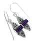 Silver And Magenta Turquoise Water Wave Needlepoint Hook Dangle Earrings WX67245