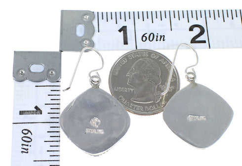 Magenta Turquoise Southwestern Sterling Silver Hook Dangle Earrings WX67259