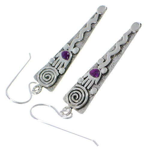 Magenta Turquoise Hand Silver Hook Dangle Earrings WX67264