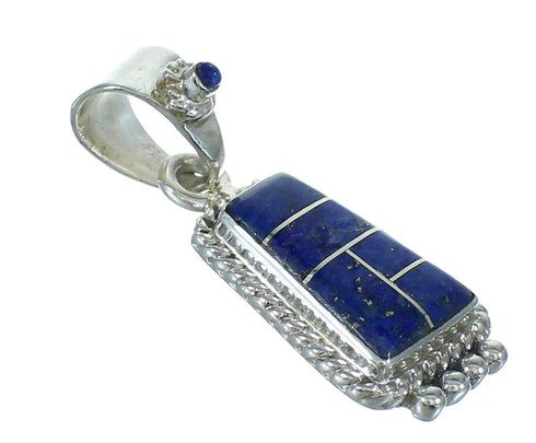 Genuine Sterling Silver And Lapis Southwestern Pendant YX67384