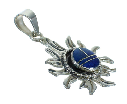 Sterling Silver And Lapis Southwestern Sun Pendant YX67389