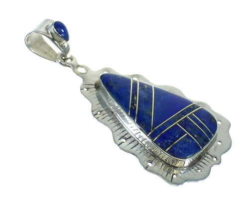 Genuine Sterling Silver And Lapis Southwestern Slide Pendant YX67396