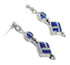 Genuine Sterling Silver Lapis And Opal Inlay Post Dangle Earrings YX67547