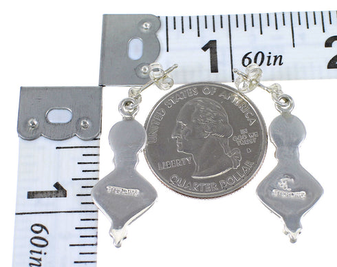 Genuine Sterling Silver Lapis And Opal Inlay Post Dangle Earrings YX67547