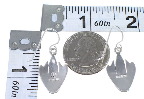 Authentic Sterling Silver Opal And Lapis Inlay Hook Dangle Earrings YX67570