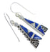 Authentic Sterling Silver Lapis And Opal Water Wave Hook Dangle Earrings YX67585