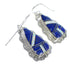 Authentic Sterling Silver Lapis And Opal Inlay Hook Dangle Earrings YX67596