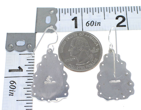 Authentic Sterling Silver Lapis And Opal Inlay Hook Dangle Earrings YX67596