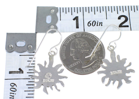 Authentic Sterling Silver Lapis And Opal Sun Hook Dangle Earrings YX67623