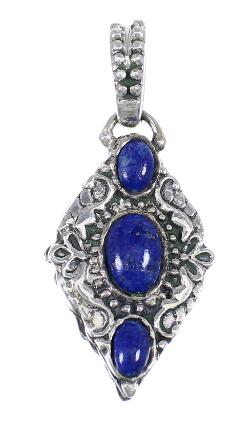 Authentic Sterling Silver And Lapis Southwest Reversible Pendant YX67299