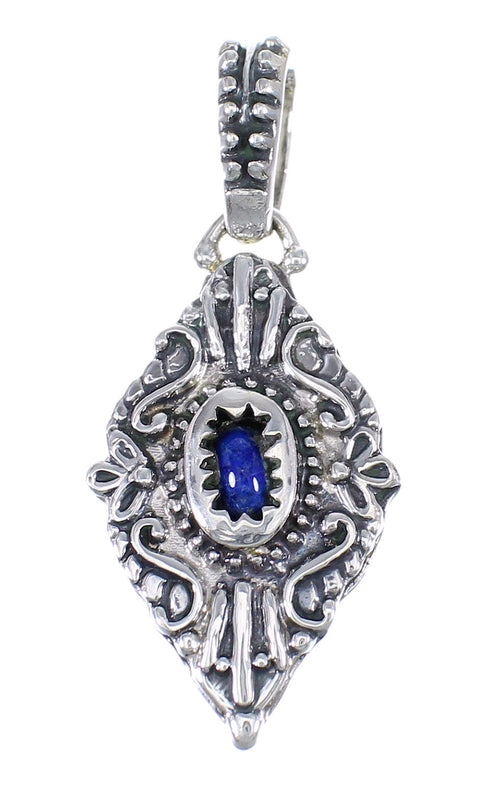 Authentic Sterling Silver And Lapis Southwest Reversible Pendant YX67299