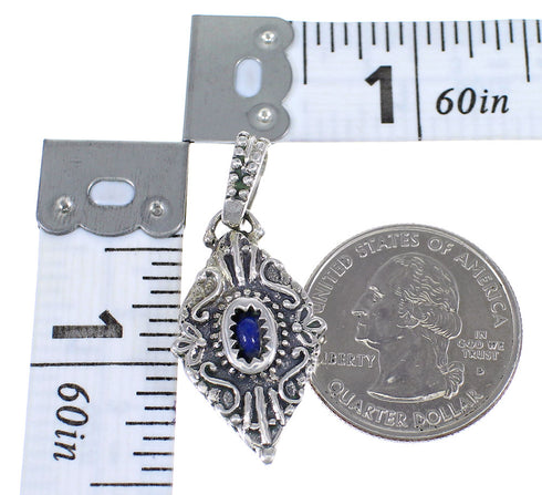 Authentic Sterling Silver And Lapis Southwest Reversible Pendant YX67299